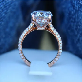 Нежен Елегантен пръстен от Розово злато за жени, Модни бижута Сватба от бял камък с инкрустация метал