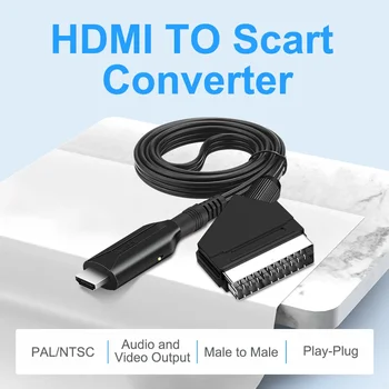 Нов адаптер HDMI, SCART Видео-аудио скъп конвертор PAL/NTSC за TV HD DVD Box, скъп конвертор сигнали, Аксесоари