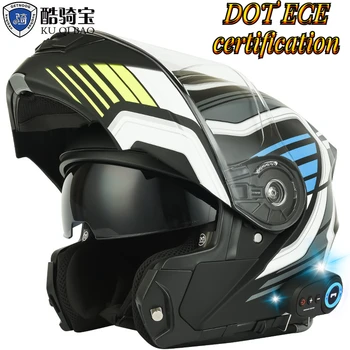 Мотоциклет шлем Kuqibao с две лещи Bluetooth Moto Панти Каска за мъже Жени DOT Сертификат ECE