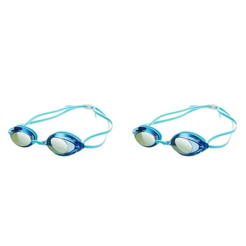2X Професионални Плувни Очила За Деца И Възрастни Състезателна Игра, Плувни Фарове за Очила, Плувни Очила Lake Blue