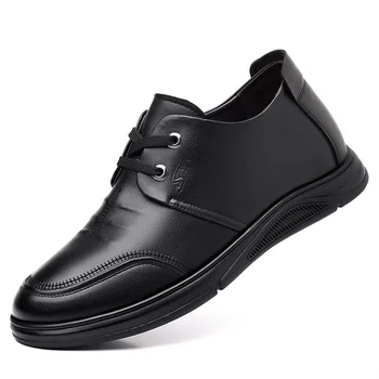 Невидими увеличаване на растежа на Черни лоферы за мъже, Модни и ежедневни обувки от волска кожа, за мъже пролет-есен Корея, нова дизайнерска мъжки обувки