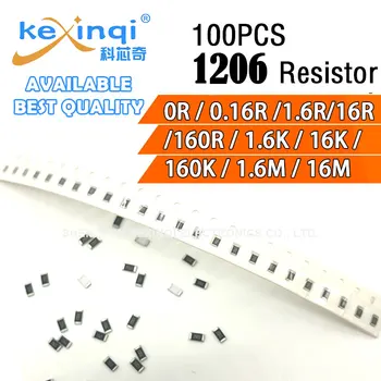 100 бр./лот SMD 1206 Резистор 0.25 W 1/4 W съпротивление 0R 0.16 Ω R 1.6 R 16R 160R 1.6 K 16K 160K 1.6 M 16M