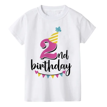 Детска Тениска за рожден Ден Със Забавна Номер На Рожден Ден 1-8, Тениска с принтом За Малки Момчета И момичета, Лятна Мода Детска Празнична Риза, Дрехи