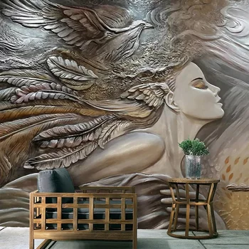 Потребителски 3D фотообои с творчески щамповани, рисувани стенни под формата на паун, стенни картини в спалня, дневен тракт, коридор, тапети за стени