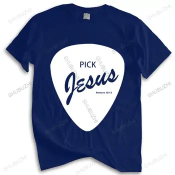 лятна тениска shubuzhi brand teeshirt Pick Jesus - Невротрансмитер за китара - Тениска с християнска музика, тениска унисекс, върхове свободен стил