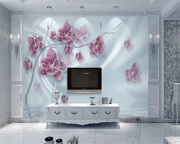 Тапети Beibehang по поръчка, Луксозен 3d Коприна с бриллиантовым цвете, Отражение на водна вълна, Фотообои, украсен дом, 3d стенописи