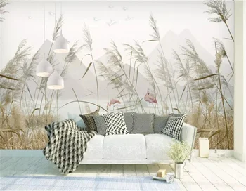бейбеханг Потребителски тапети 3D стенопис модерен минималистичен тръстика пейзаж в скандинавски стил фон монтиране на украса живопис