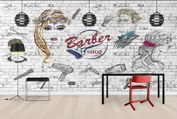 Индивидуални тапети Beibehang салон за красота фризьорски салон фонова стена фризьорски салон papel de parede 3d тапети