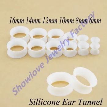 Showlove 12 бр./лот, Ушния тунел, силиконови тапи за уши, набор от датчици, двойно расширительная корк за пиърсинг бижута, бижута за тяло