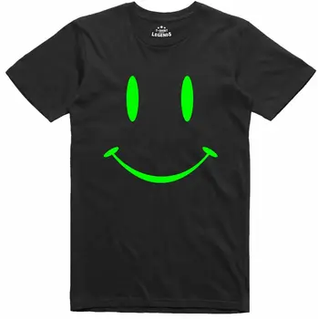 Мъжка тениска в ретро стил с принтом Happy Hardcore Smile Хомосексуалист, светещо в тъмното.