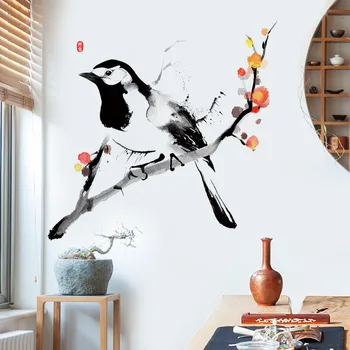Нови стикери с чернильными птици за декорация на стените в стаята, стикери за стена в хола, спалнята, 3D художествена живопис