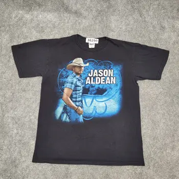 Тениска Jason-Aldean Среден размер My-Kinda-Party Tour 2011 Merch, черна тениска с дълги ръкави