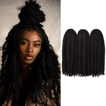 Black Star Marley Hair Twist Коса, маша, Възли на една Кука, Устойчиви на Афро, Къдрава, Къдрава, Изкуствени Къдрици, 3 опаковки, 18 инча, 110 г / опаковка