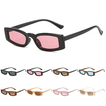 Модерни дамски слънчеви очила в малка рамки, слънчеви очила в ретро стил, тесни правоъгълни слънчеви очила