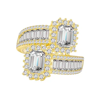 Годежни пръстени за жени с изумруд и муассанитом 2 карата, сребърни годежни пръстени S925 проби, изискани бижута