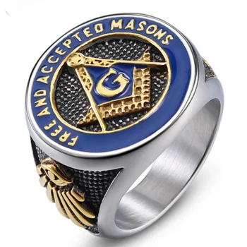 Модерно религиозно масонское пръстен CHUANGCHENG в стил пънк, реколта мъжки лепкав пръстен от неръждаема стомана размер 7-14
