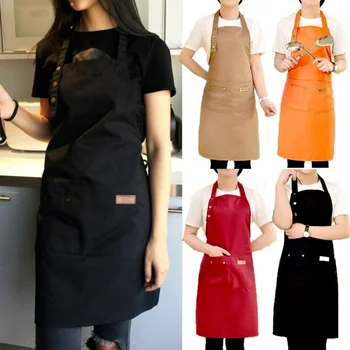 Нови модни холщовые кухненски престилки за жени и мъже, работна престилка-готвач за ресторант-барбекю, бар, магазин, кафе, студио за красота и маникюр, униформи