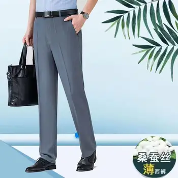 Нов модел панталон в голям размер, мъжки пролетно-летни панталони за почивка, удобни преки свободни панталони за по-възрастните хора, на модела панталони