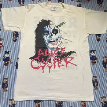 Тениска VTG 87 Handtex Alice Cooper Raise Your Fist Graphic Tour с дълги ръкави за възрастни от САЩ голям размер
