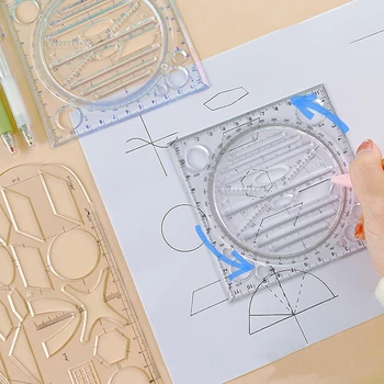Ъглов геометричен шаблон за изготвяне на Circle Maker Линийка за чертане, богат на функции