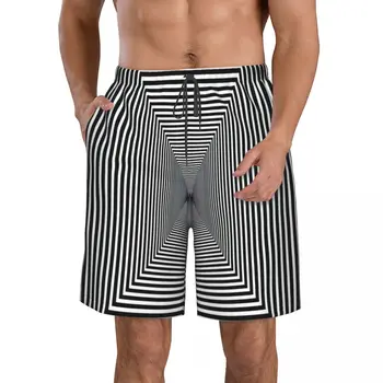 Мъжки плажни шорти с оптична илюзия, быстросохнущий бански за фитнес, забавни улични 3D късометражни филми
