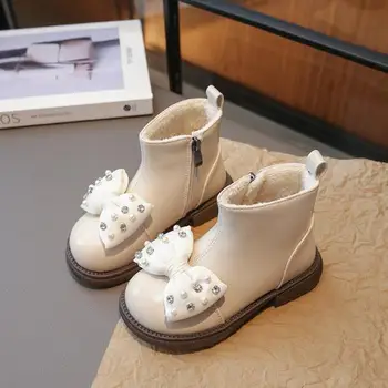 2023 Есен, нови британски детски полусапожки за момичета, нескользящие зимни обувки в стил ретро, Модерни ежедневни кожени обувки за деца, футболни обувки за деца
