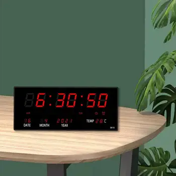 Правоъгълен Голям Led Дисплей Цифров Часовник с Дата на Седмица Стенен часовник с Аларма за Хола Спалня на Класната Стая в Дома си