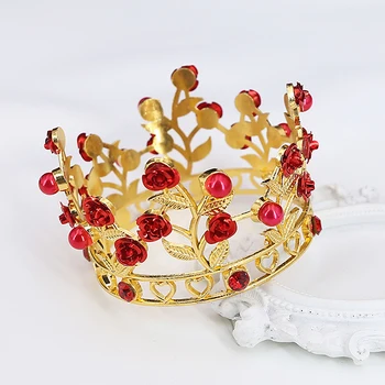 Луксозна Цвете короната Малки Диадеми за кукли Диадема За момичета За рожден Ден, Сватба бижута за коса Короната за бала Украса за торта