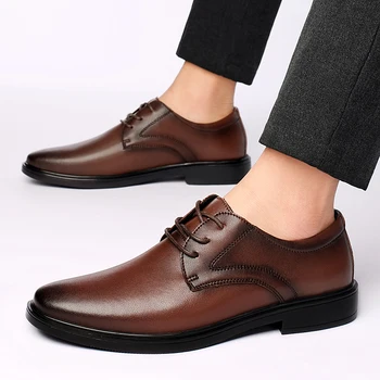 Модерен мъжки бизнес обувки Masculino дантела, официална сватба дизайнерска кожена италианска оксфорд луксозен мъжки обувки за сватбени партита, мъжки