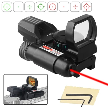 Лазерен Мерник Red Dot Ловен Тактически 4 Рефлексология Холографски Оптичен Мерник Оръжия на Очите и Аксесоари за Еърсофт пистолети за Закрепване на Шина 20 мм