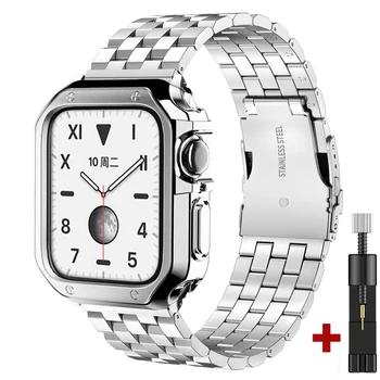 Луксозна Метална Каишка за Apple Watch Band Ultra 2 49 мм 45 мм 41 мм 44 40 мм от неръждаема Стомана Гривна 38 мм 42 за iWatch 9 8 7 6 5 SE