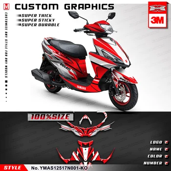 Винилови стикери за мотоциклет с графика Кунг-фу, индивидуален набор от стикери за Yamaha AS125 AS 125 2017 2018 2019 2020 2021, червен бял