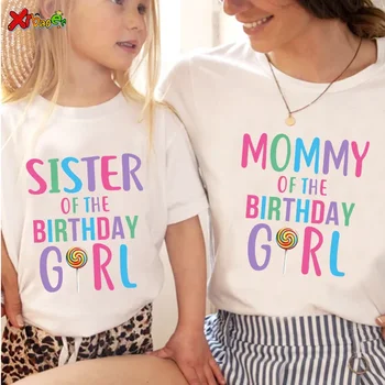 Семейни ризи с леденцами, ризи за рожден ден за момичета, подходящи бонбони, риза за рождения ден, сладки лакомства, подходящи семейни съоръжения на 8-ми
