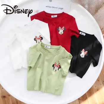 Детска тениска Disney с анимационни герои, Лято 2023, нов топ с къс ръкав за момчета и момичета с изображение на Мики Маус, дрехи за малките момчета