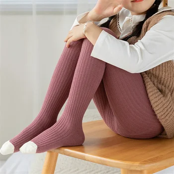 Детски чорапогащи за момичета, Детски чорапи Есенни детски чорапогащници, Зимни топли детски чорапогащник памучен панталон в ярки цветове Сладки панталони за момичета