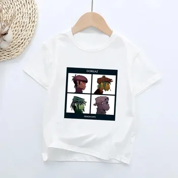 Детска тениска с принтом музикална група Gorillaz за момчета, летни блузи, тениски, дрехи за малките момичета, модни и ежедневни детска тениска с къс ръкав