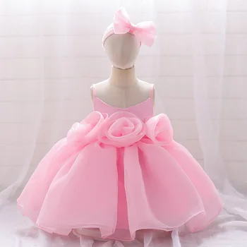 Вечерна рокля за момичета от 4 цвят на 100-130 см, детски розови рокли, бална рокля за сватба, рожден ден, детски костюми за снимки на Принцеса