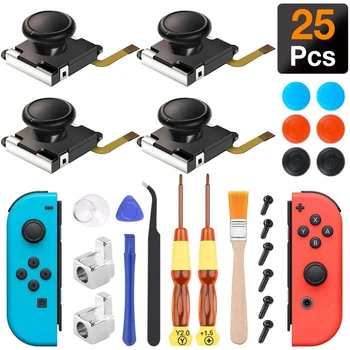 Горещ (4 опаковки) Ремкомплект 3D Аналогов Джойстик за Nintendo Switch Joy Против с Метални Катарами/Отвертка / Дръжки за палеца