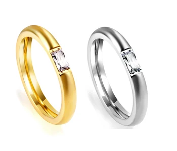 Бяло геометрично пръстен с цирконием За жени, Мъже Кръгли пръстен на пръста си от неръждаема стомана, Дамски Сватбени Естетически декорации Подарък