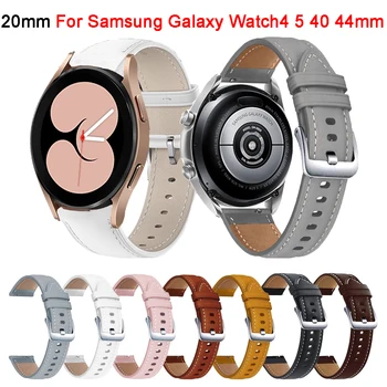 20 мм Кожена Каишка За Смарт Часа на Samsung Galaxy Watch 4 5 Watch4 40 мм 44 мм Класически 46 мм 42 мм Взаимозаменяеми Каишка Гривна Correa