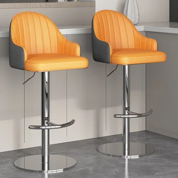 Регулируем Кожен бар стол Модерна Просто стойка Завъртане на Бар столове Удобна Метална Мебели за кафене Silla Alta Para Barra