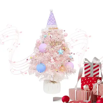 Коледна Светомузыкальная Ковчег за декор на масата под формата на мини-коледни елхи на 360 градуса, ярки цветове, Настолни Коледни Музикални играчки за спални