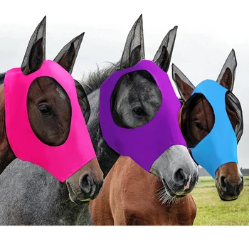 Разноцветни маски за коне от мухоморката, дишаща еластична мрежа, маска за защита от комари, екипировка за езда 2023 година на издаване