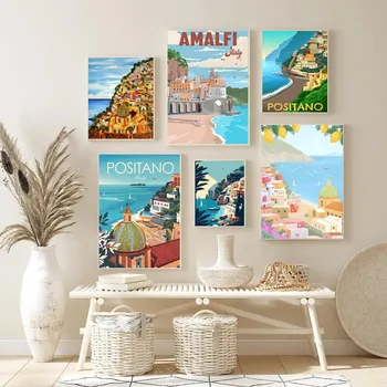 Плакати P-Positano, стенни картини за всекидневната, есенен декор на малки