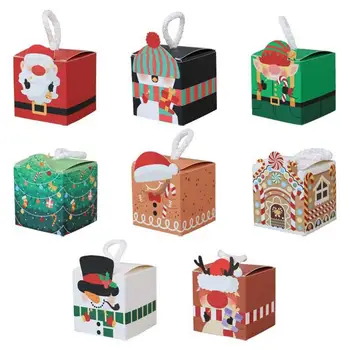 Кутия бонбони за Коледа, 50 бр., Квадратна Коледна кутия с дръжка, Креативни подаръци за бонбони, мини-играчки, Аксесоари за коса