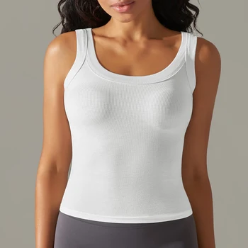 Безшевни ризи за йога с U-образно деколте, женски дишаща спортна жилетка за фитнес, тренировъчен топ