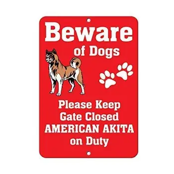 Американската куче Акита Пазете се от метален стенен плакат, калай знаци, винтажного декор ресторант BBQ, кът за хранене, кафене, магазин ;