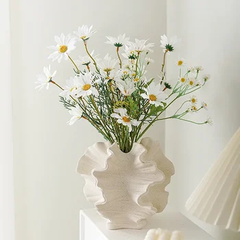Керамични вази във форма на геометрични листенца, Контейнери за цветя, Изделия, изработени от матирана керамика, ръчна изработка, модерни декорации за дома