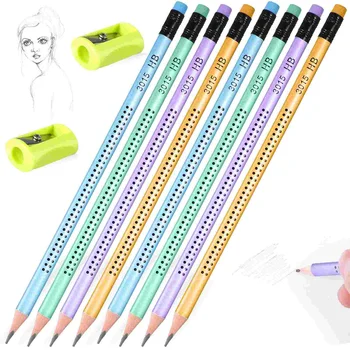 1 комплект моливи с точилками, моливи с триъгълна форма за деца в предучилищна възраст, децата пишат, рисуват