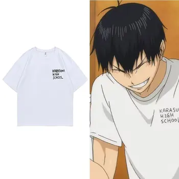 Аниме Haikyuu Tobio Kageyama Тениска с принтом в същия стил, Karasuno High School, Тениски с Логото на Писмото, Мъжки Дамски Ежедневни Модна Тениска